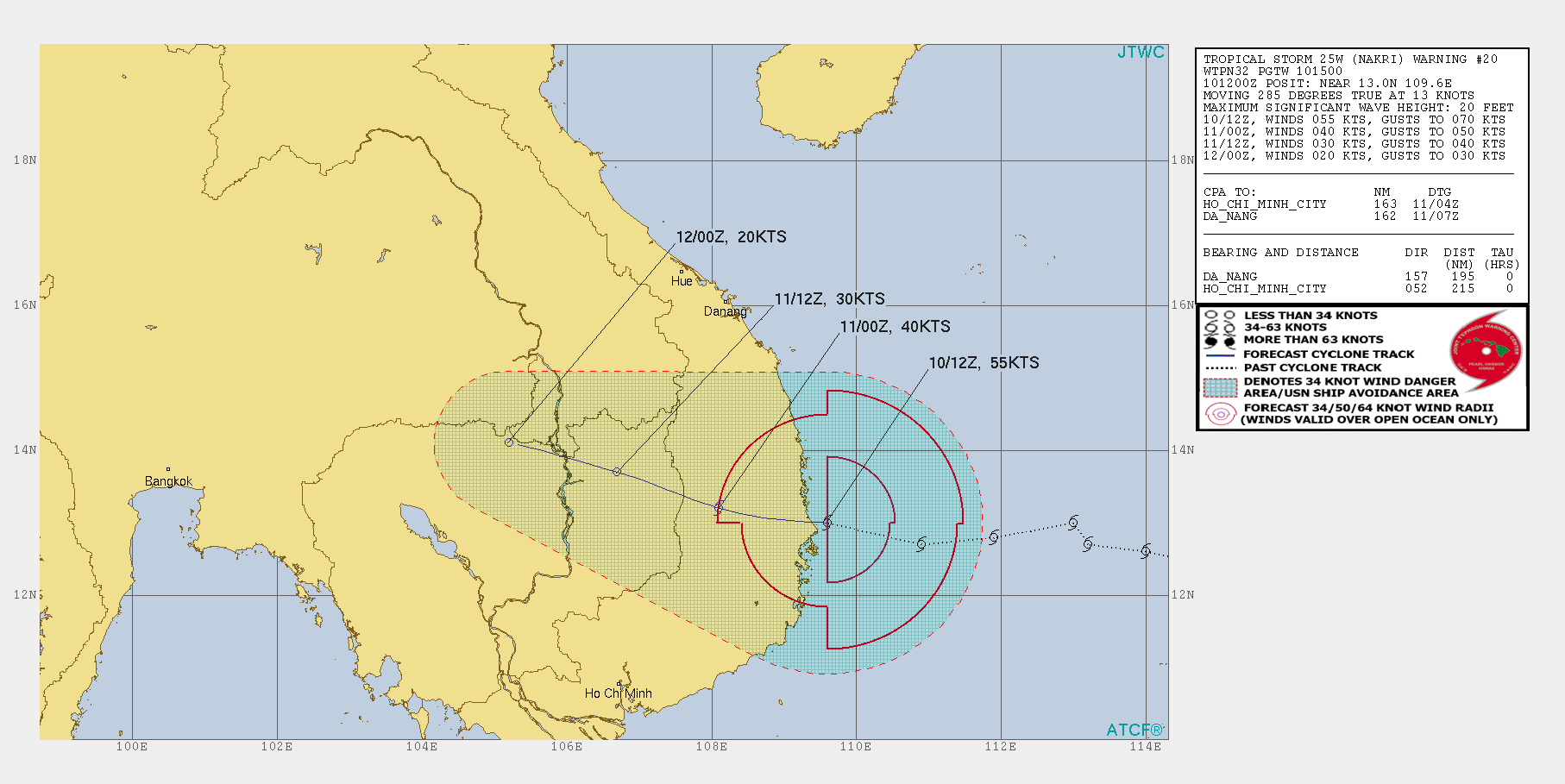 Tropical Storm Nakri(25W) making landfall as a 55knots cyclone