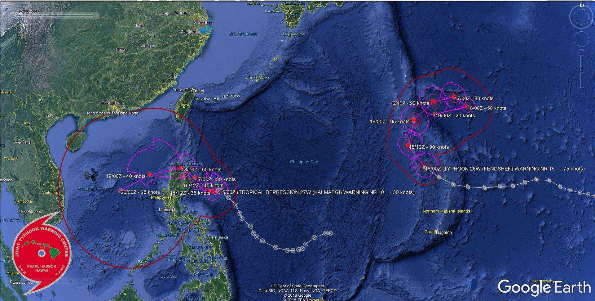 Typhoon Fengshen and Tropical Depression Kalmaegi: updates at 15/03UTC