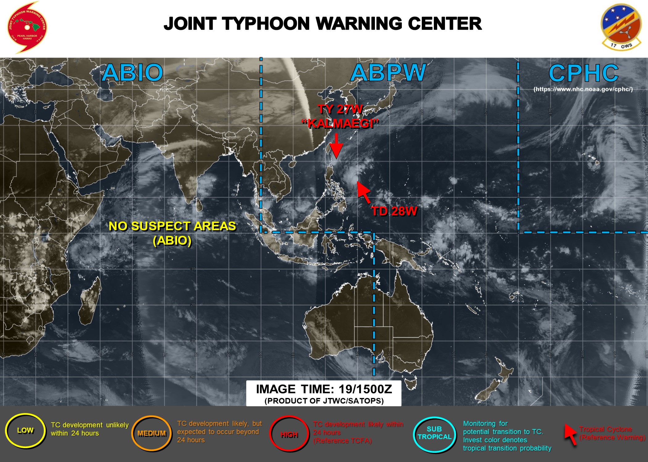 Typhoon Kalmaegi and TD 28W: updates at 19/15UTC