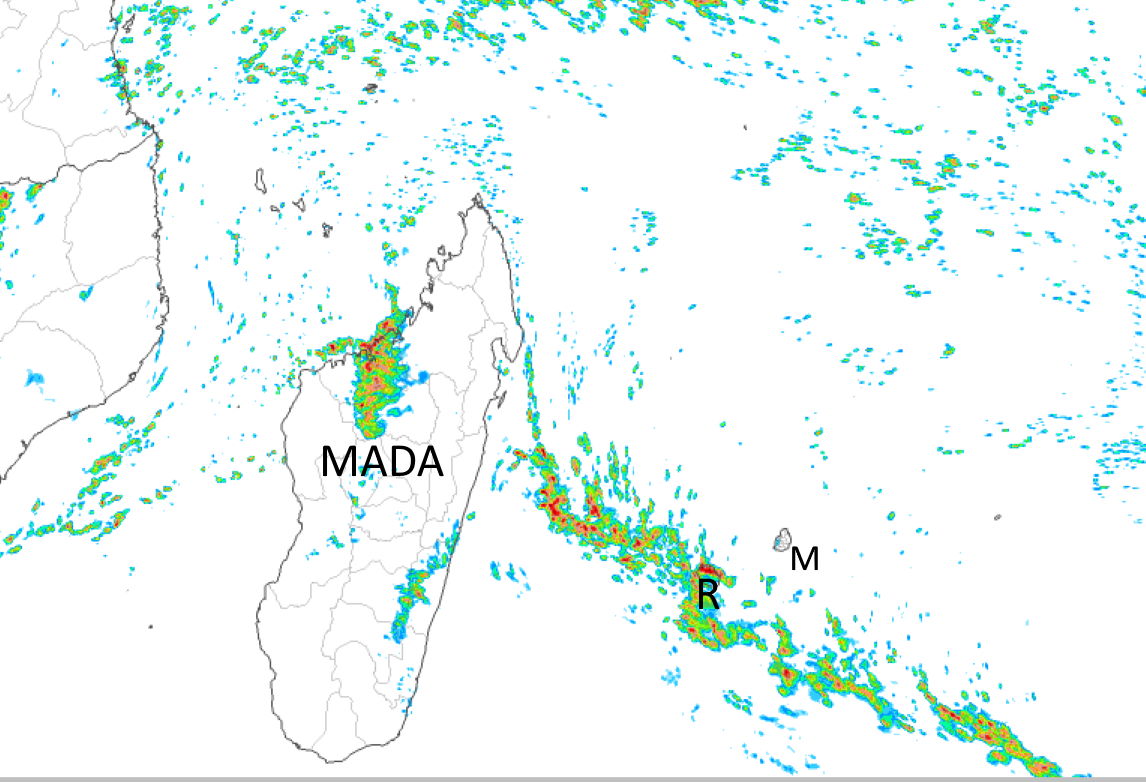 Simulation du modèle Arome pour le début de matinée de dimanche. MCIEL. METEO FRANCE.
