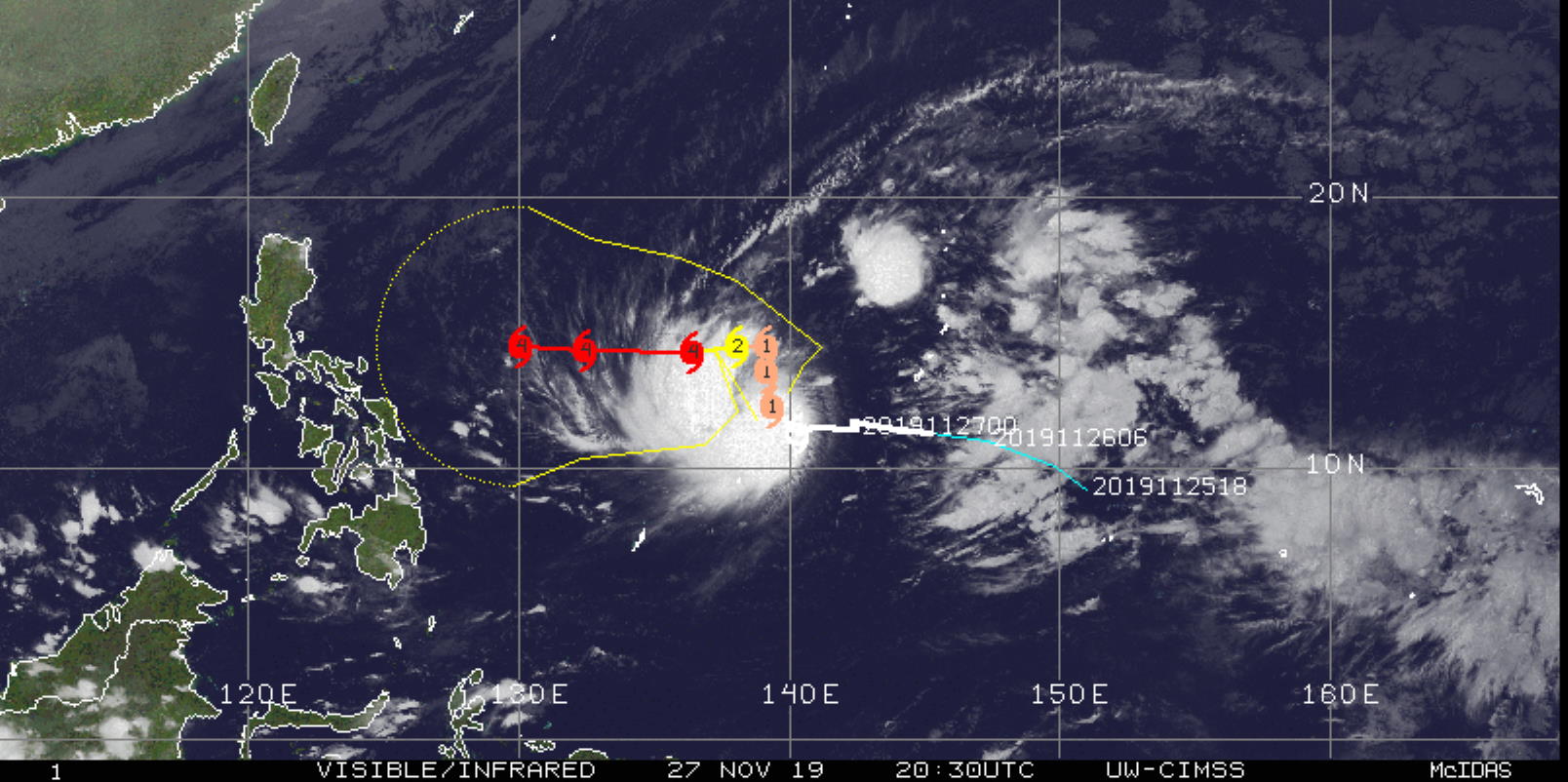Kammuri now a Typhoon should be intensifying next 4 days, approaching the Philippines