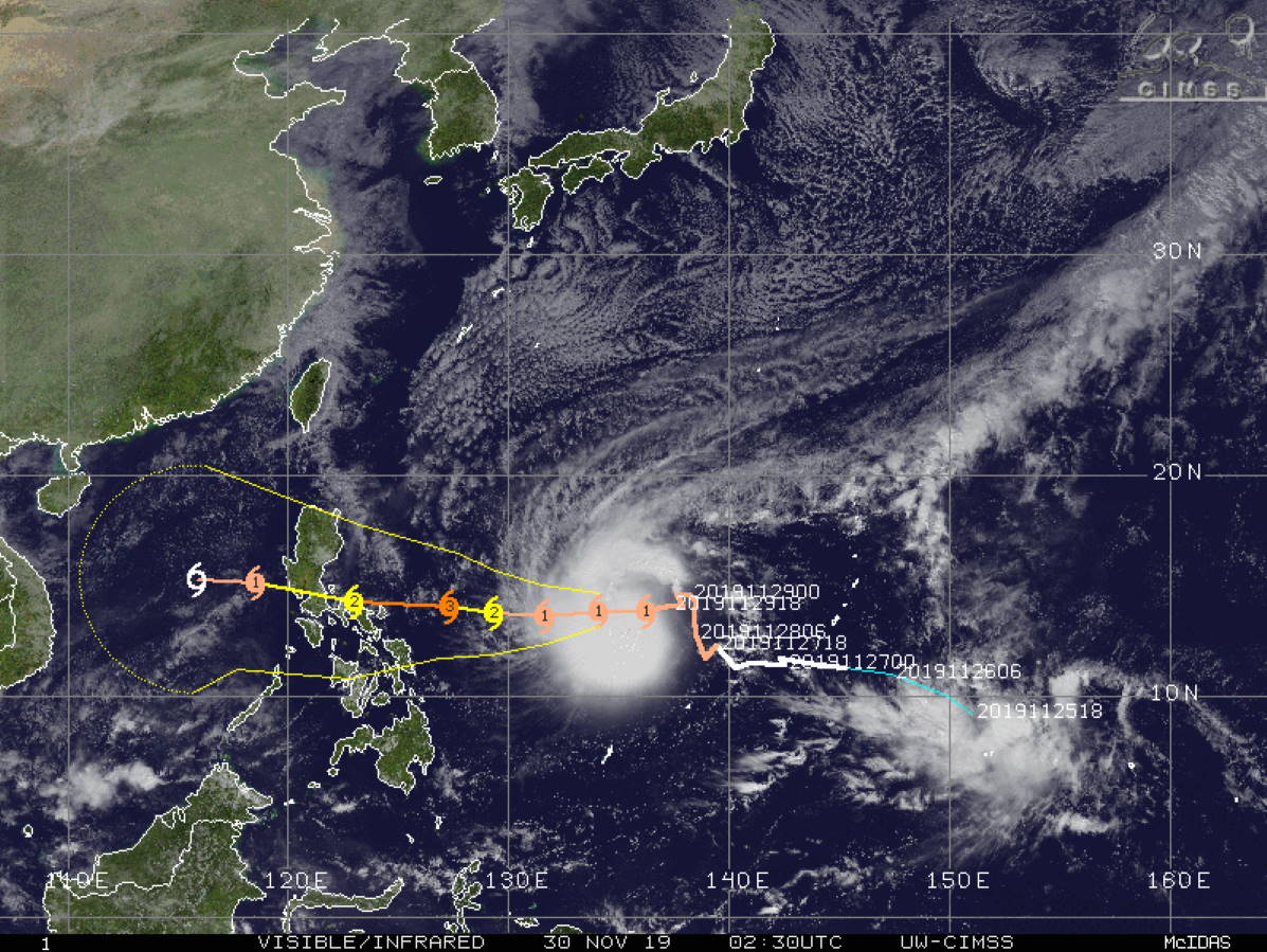 Typhoon Kammuri likely to intensify significantly next 2 days, approaching the Philippines