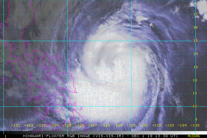Kammuri(29W): rapid intensification next 24h then tracking between Virac and Legazpi 