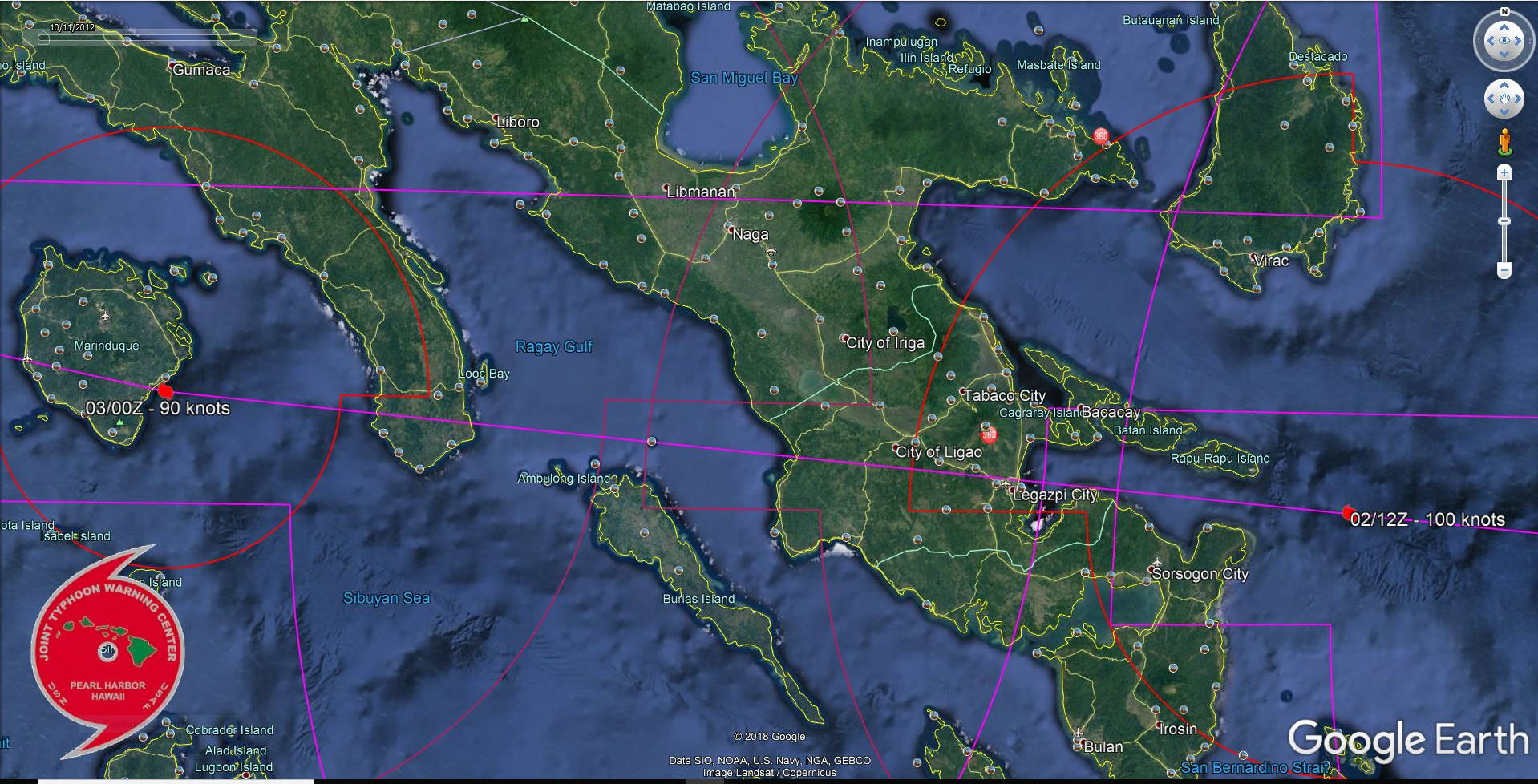Dangerous Typhoon Kammuri should track very close to Legazpi/Virac in apprx 12/18hours
