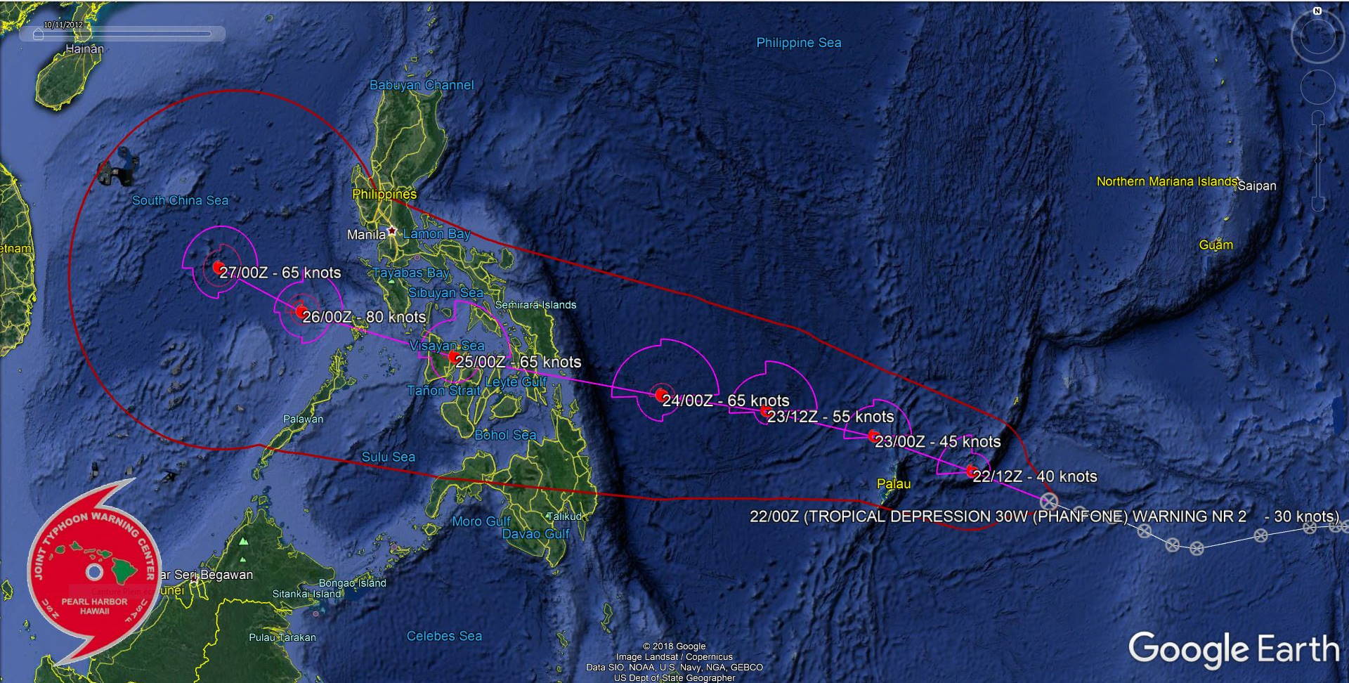 30W(PHANFONE) slowly approaching the Philippines/intensifying. Forecast track: good confidence 30W(PHANFONE) slowly approaching the Philippines/intensifying. Forecast track: good confidence