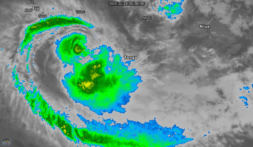 05S(CALVINIA) intensifying close to Mauritius/ 04P(SARAI): slowly weakening west of Tonga
