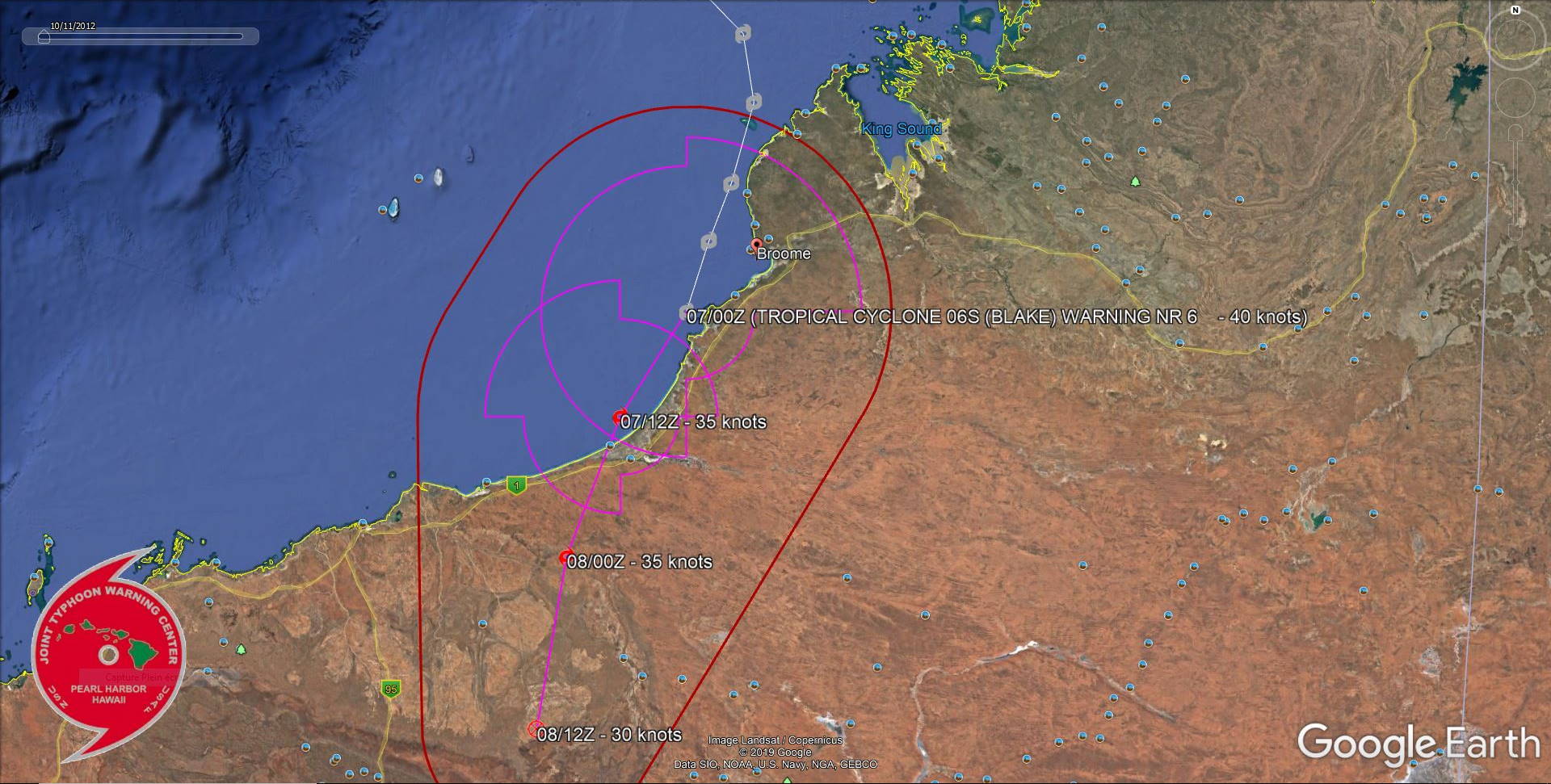 TC 06S(BLAKE) tracking close to the coastline of WA with welcome rainfall 