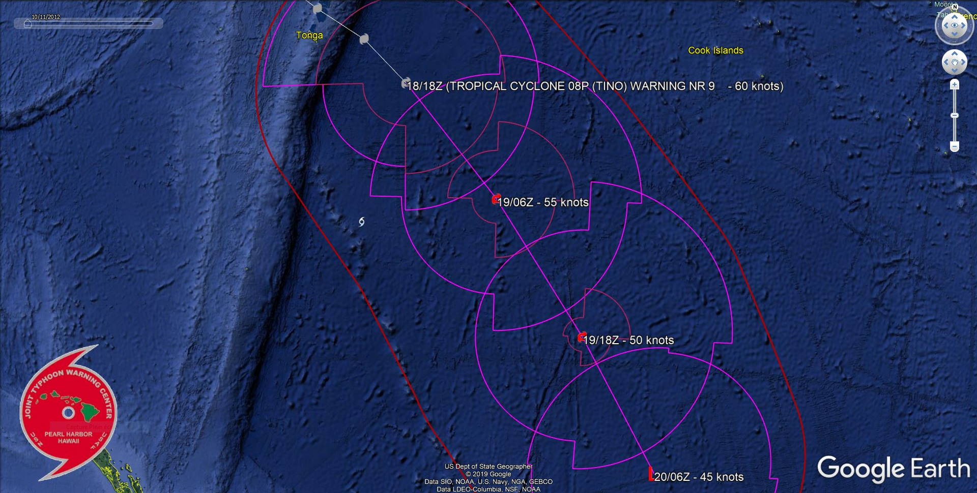 TC 08P(TINO) is forecast to begin extratropical transition in 12hours