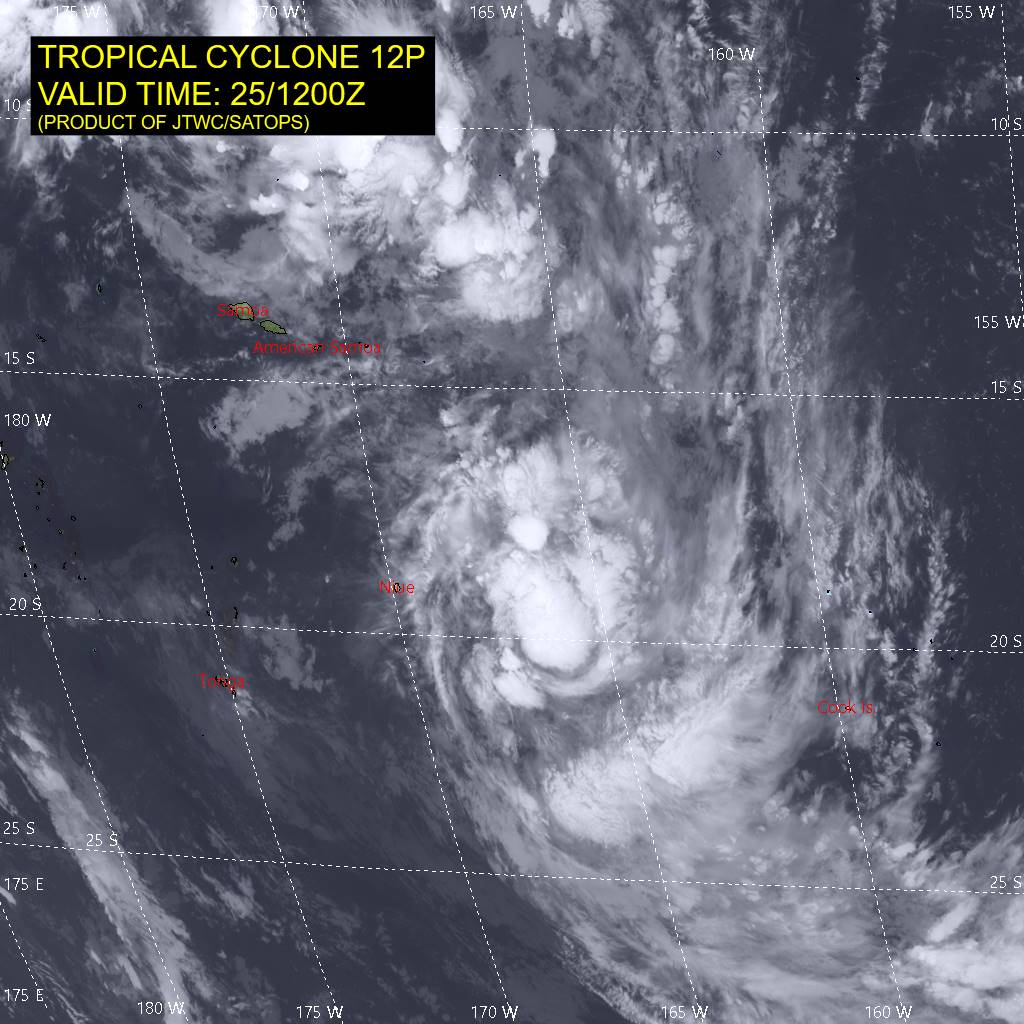 South Pacific: Invest 96P now TC 12P, South East of Niue, intensity peaking shortly 