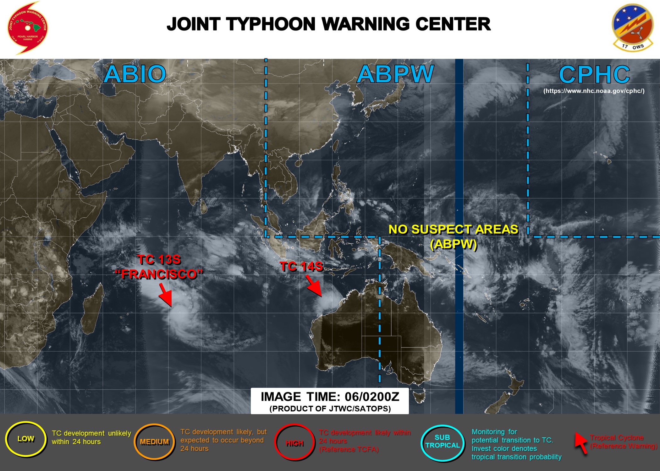South Indian: TC 14S and TC 13S(FRANCISCO) update at 06/03UTC