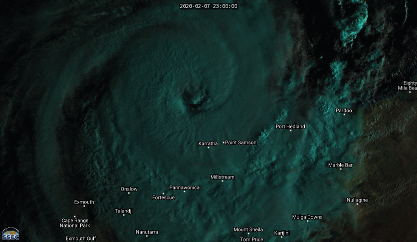 TC 14S(DAMIEN) CAT 2 US, making landfall near Karratha within the next hours
