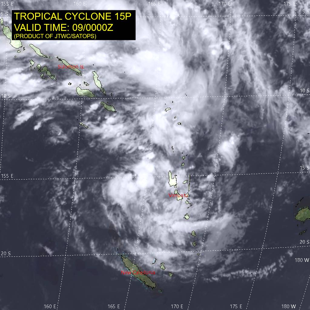 South Pacific: TC 15P gradually intensifying and approaching New Caledonia, update 09/03UTC