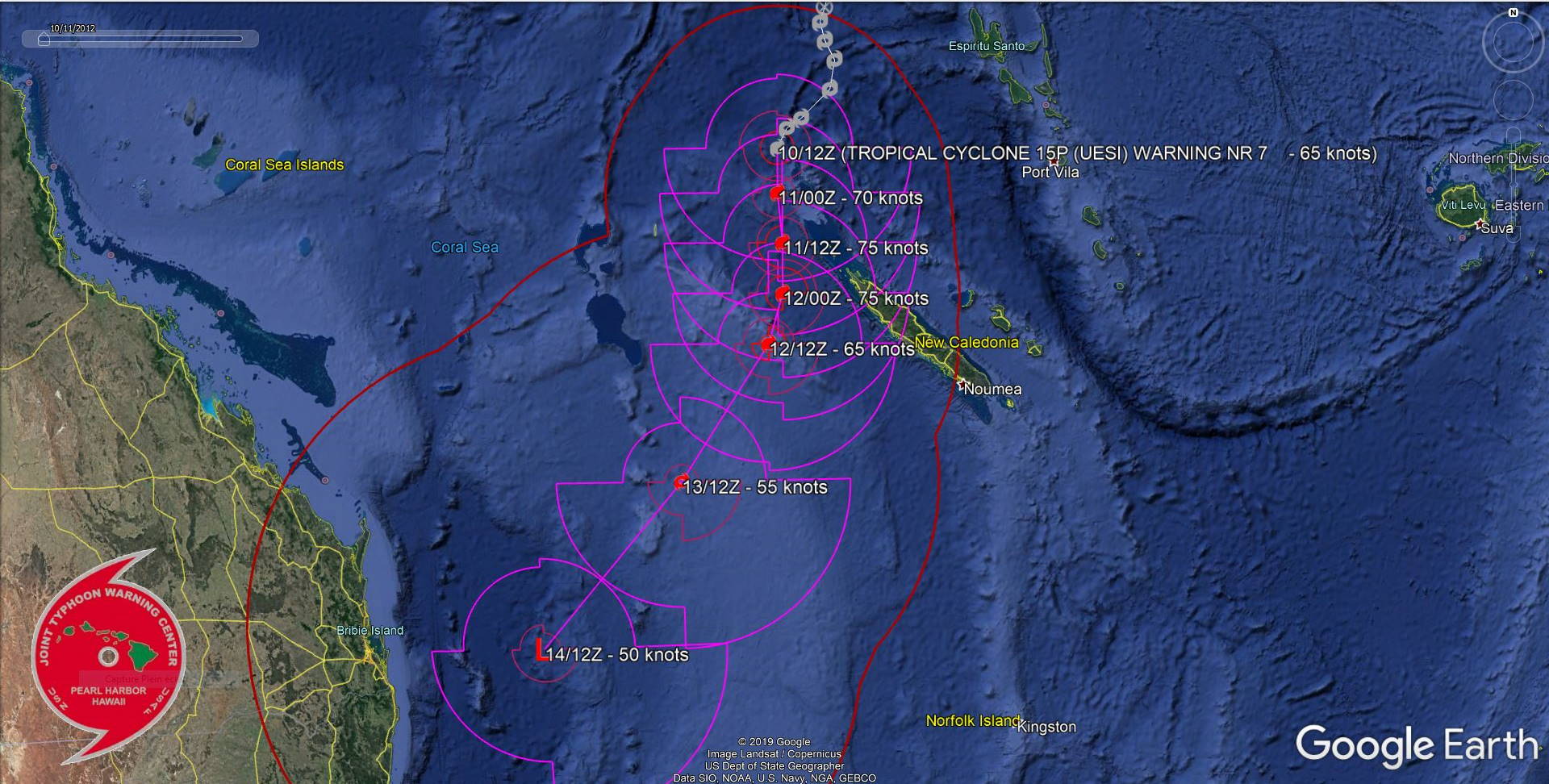 South Pacific: TC 15P(UESI) now a CAT 1 US, update at 10/15UTC