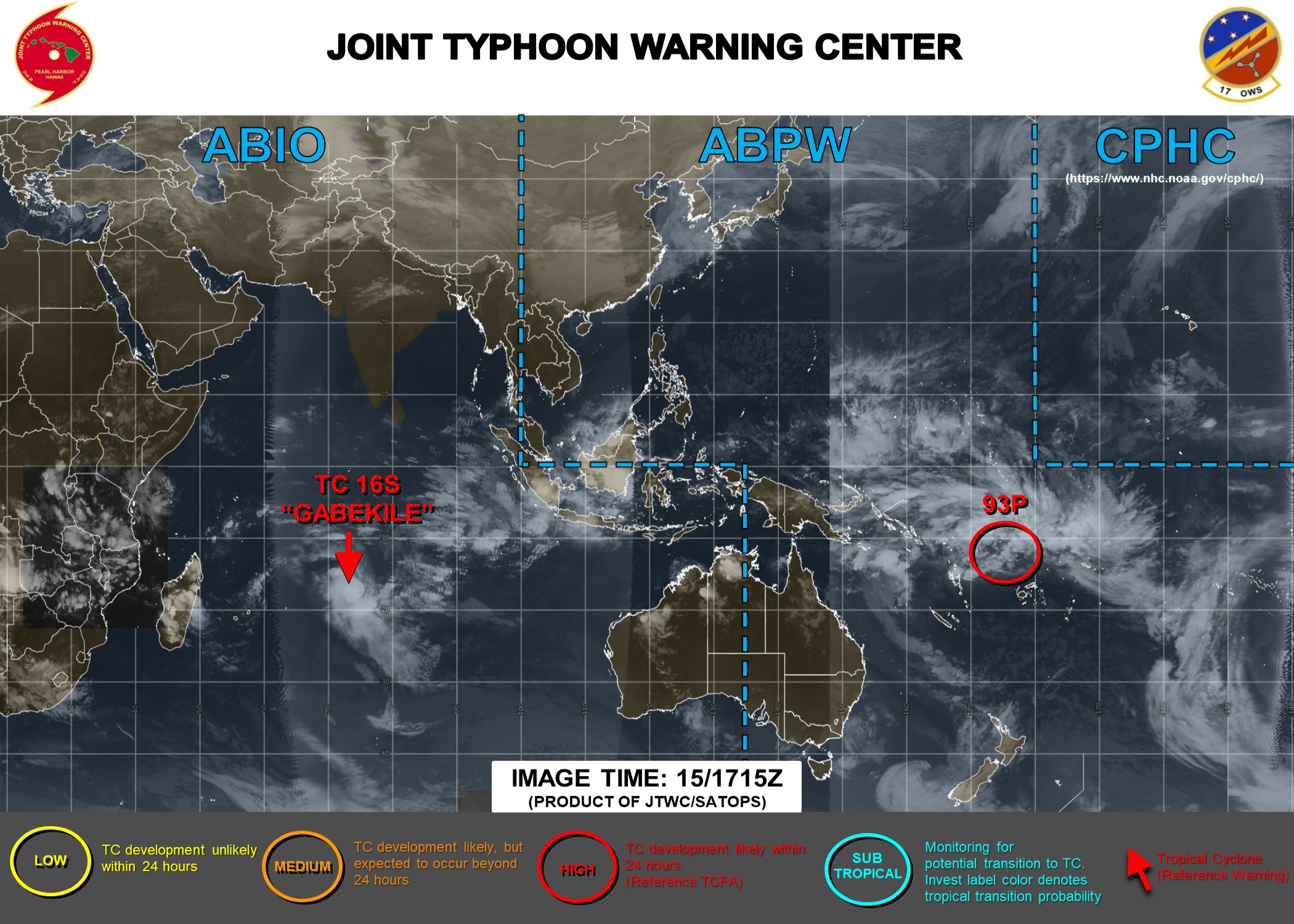 TC 16S(GABEKILE): rapid intensification. Invest 93P: Tropical Cyclone Formation Alert. 15/21UTC