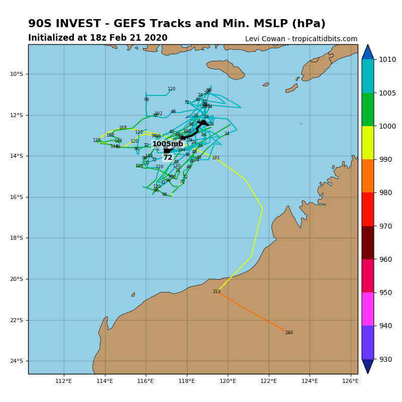TC 18P(WASI) intensifying. 99P: TCFA. 17P(VICKY), 96P, 90S: updates at 22/03UTC