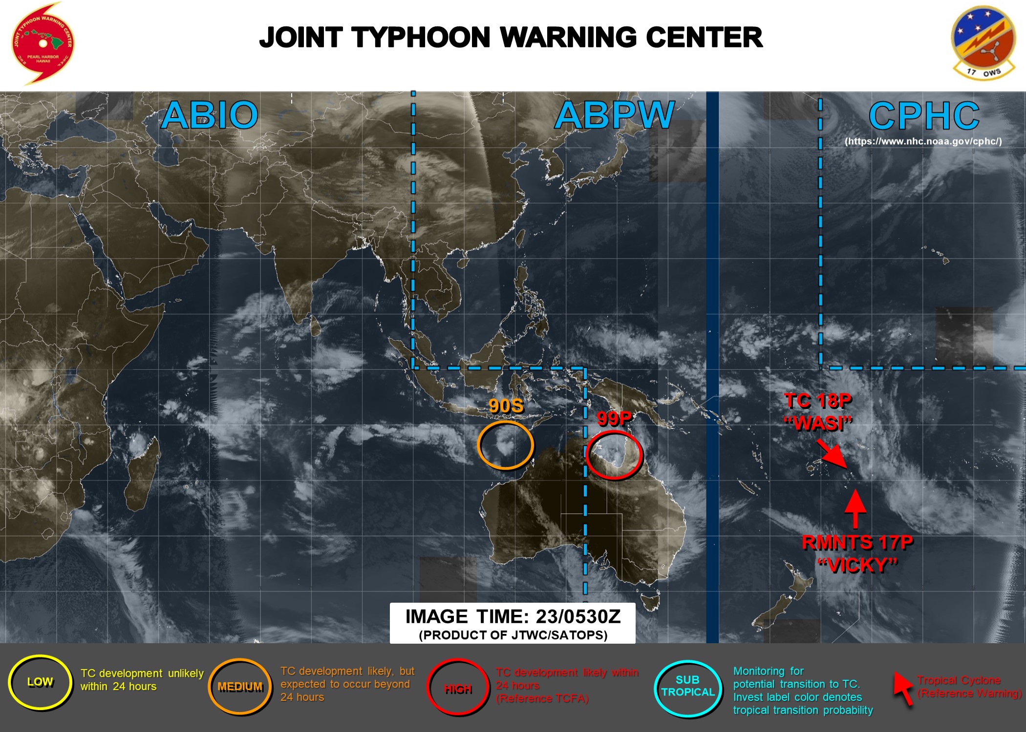 TC 18P(WASI) , Invest 99P and Invest 90S: updates at 23/06UTC