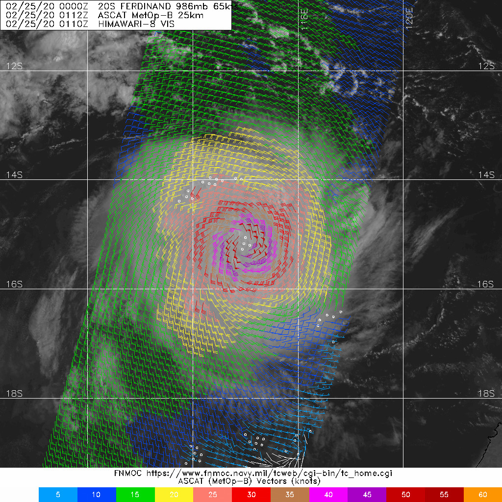 TC 20S(FERDINAND): CAT 1 US and intensifying. 19P(ESTHER): over-land, 25/03UTC update