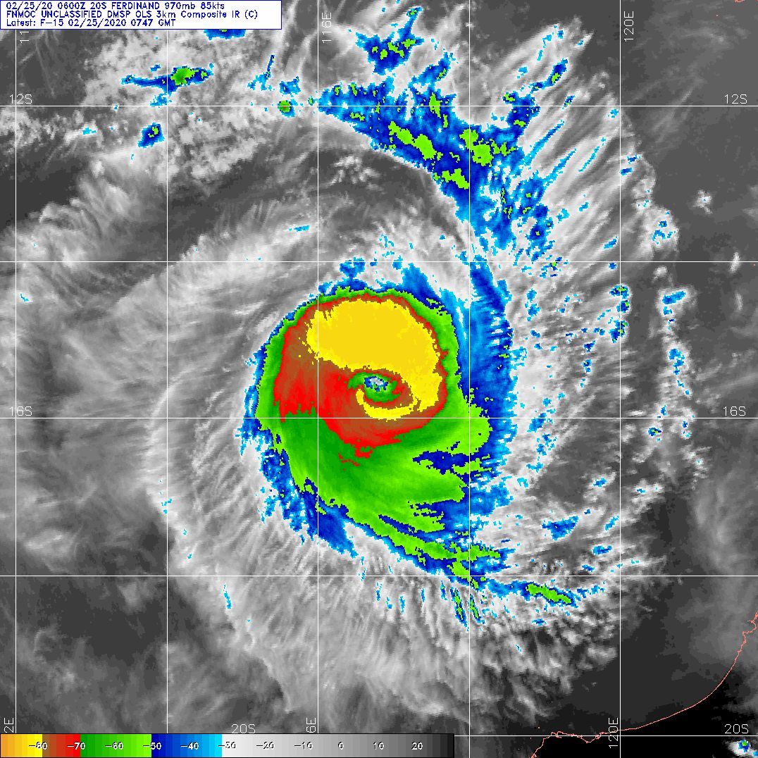 TC 20S(FERDINAND): CAT 2 US and intensifying. 19P(ESTHER): over-land, 25/09UTC update