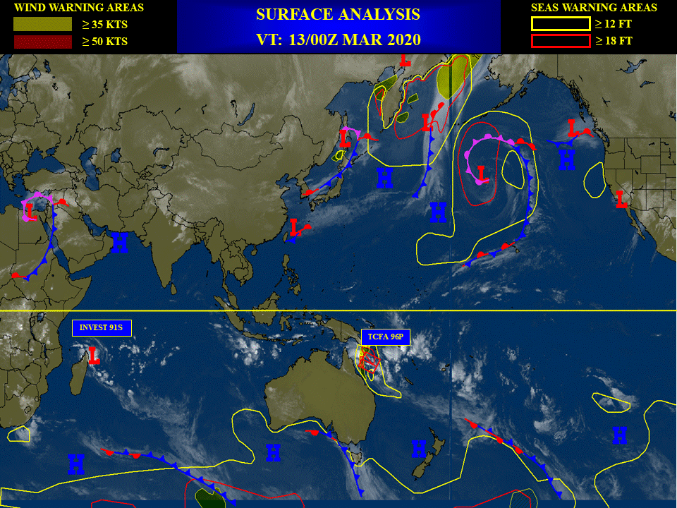Overland TC 21S, Invest 96P and Invest 91S: updates at 13/03UTC