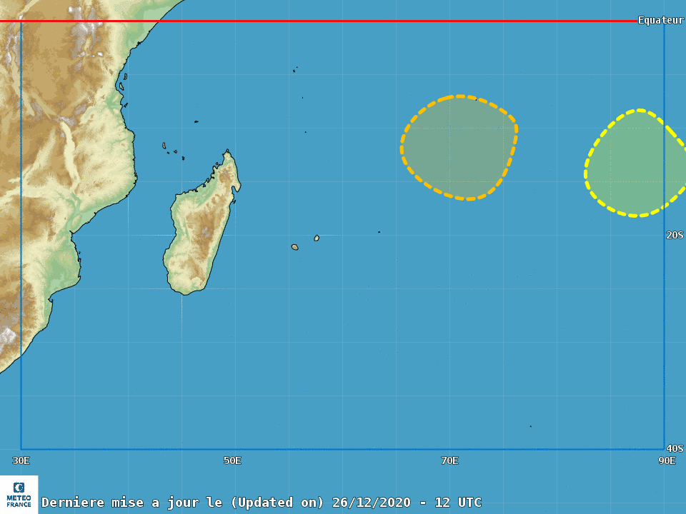 En plus de CHALANE(07S) qui va rentrer sur MADA deux autres Zones Suspectes sont ici décrites sur la carte du CMRS émise ce jour à 16h. CMRS/Réunion.