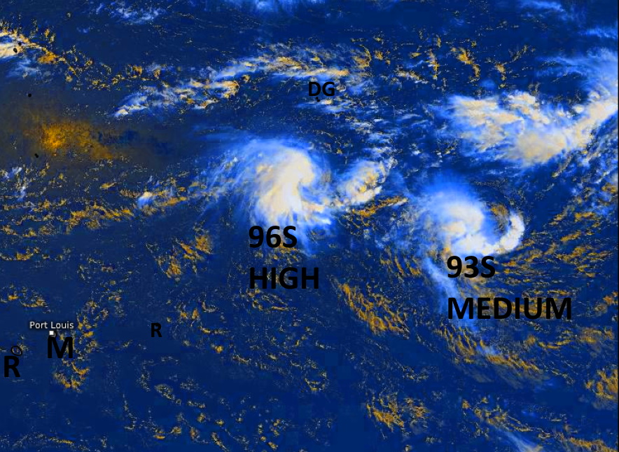 South Indian: likely interaction between Invest 96S and Invest 93S, 01/06UTC update