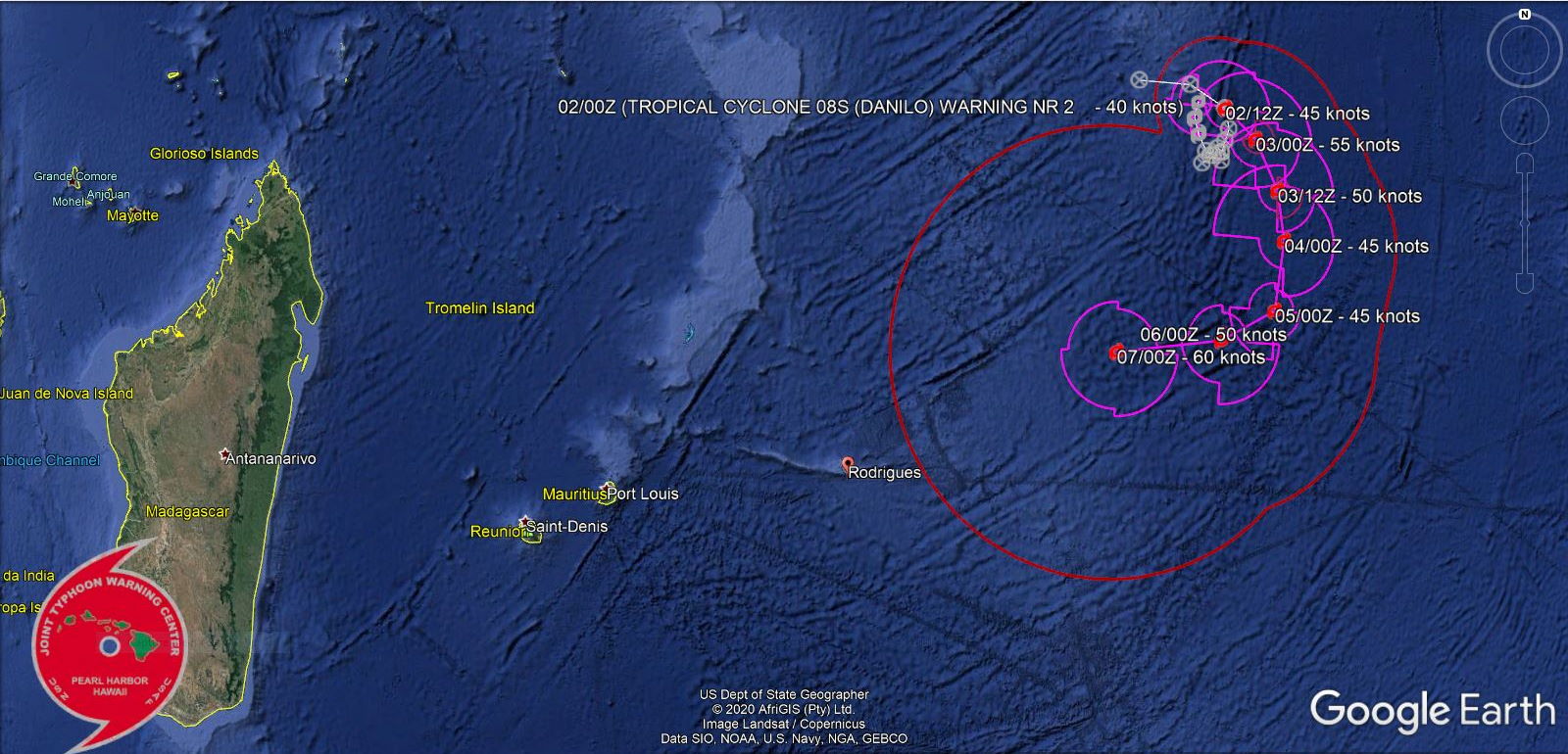 TC 08S(DANILO): WARNING 2. THERE IS HIGH  UNCERTAINTY AND POTENTIAL FUJIWHARA WITH INVEST 93S LENDING LOW  CONFIDENCE TO THE JTWC TRACK AND INTENSITY FORECAST.