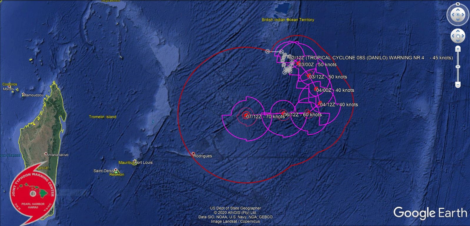 TC 08S(DANIO) WARNING 4: WHILE CONFIDENCE IN THE OVERALL FORECAST HAS INCREASED SINCE THE  PREVIOUS RUN, THE COMPLEX NATURE OF THE INTERACTION BETWEEN TC 08S AND INVEST 93S AND THE RESULTANT UNCERTAINTY IN THE MODEL GUIDANCE, THERE  REMAINS LOW CONFIDENCE IN THE JTWC FORECAST.