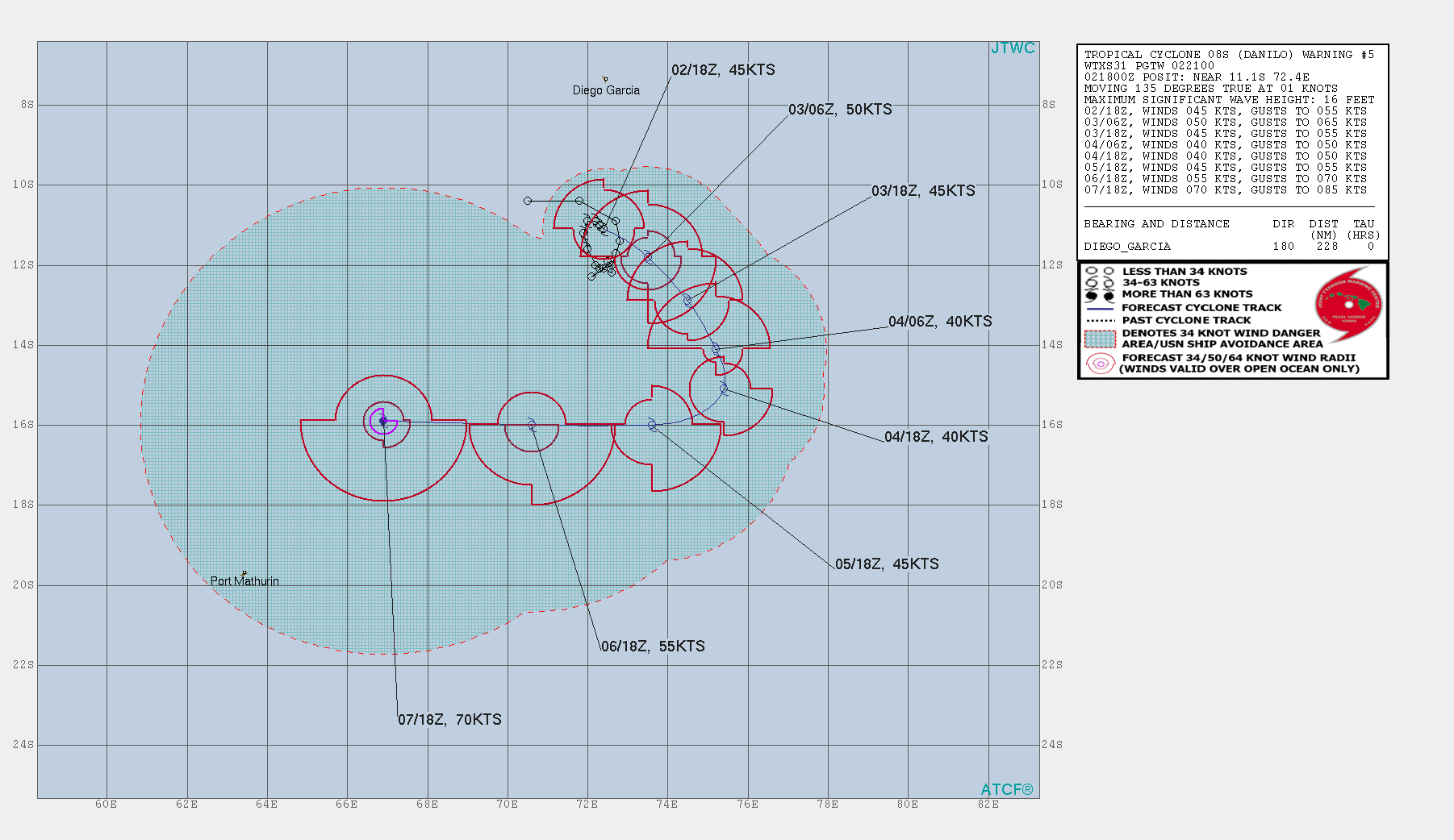 TC 08S: FORECAST TO REACH US/CATEGORY 1 BY 120H.