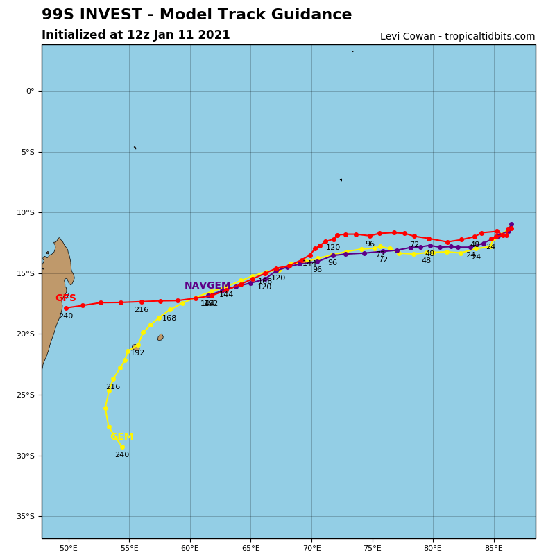 11/12UTC. GFS(RED) TRACKS IT TOO.