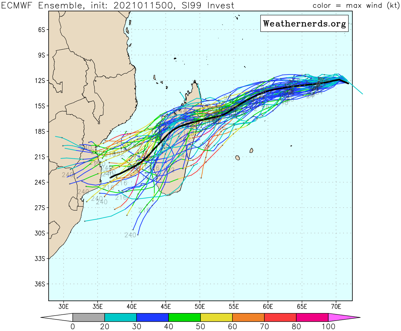 INVEST 99S: ECMWF AND GFS ARE PRETTY CLOSE TRACK-WISE AND AS FAR AS THE INTENSITY TREND IS CONCERNED.