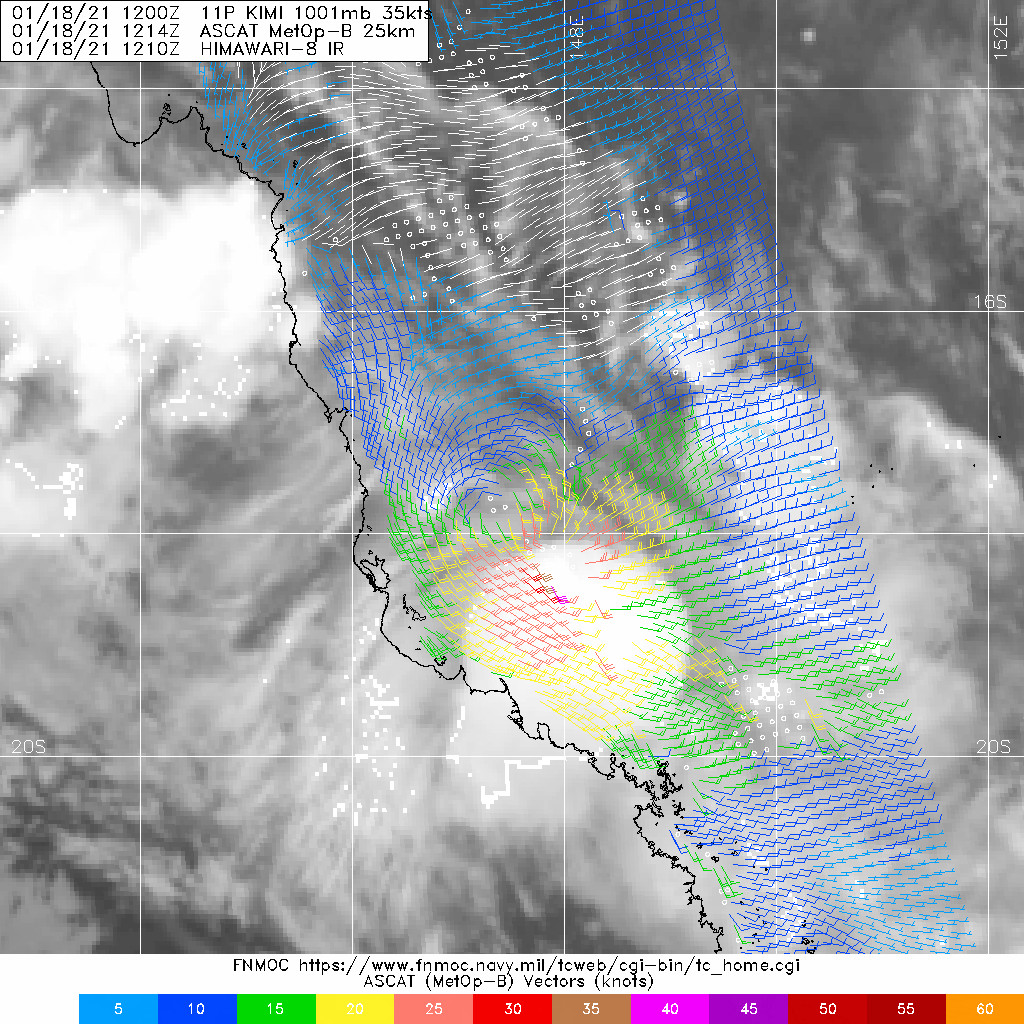 18/1214UTC. ASCAT- BULLSEYE IMAGE REVEALS A DEFINED  CIRCULATION, WHICH SUPPORTS THE INITIAL POSITION WITH GOOD  CONFIDENCE, WITH 20-25 KNOT WINDS OVER THE NORTHERN SEMICIRCLE AND  35-40 KNOT GRADIENT WINDS OVER THE SOUTHERN SEMICIRCLE. THIS IMAGE  SUPPORTS THE INITIAL INTENSITY ASSESSMENT OF 35 KNOTS AND ALSO  SUPPORTS THE ABRUPT EQUATORWARD TRACK CHANGE OVER THE PAST SIX  HOURS.