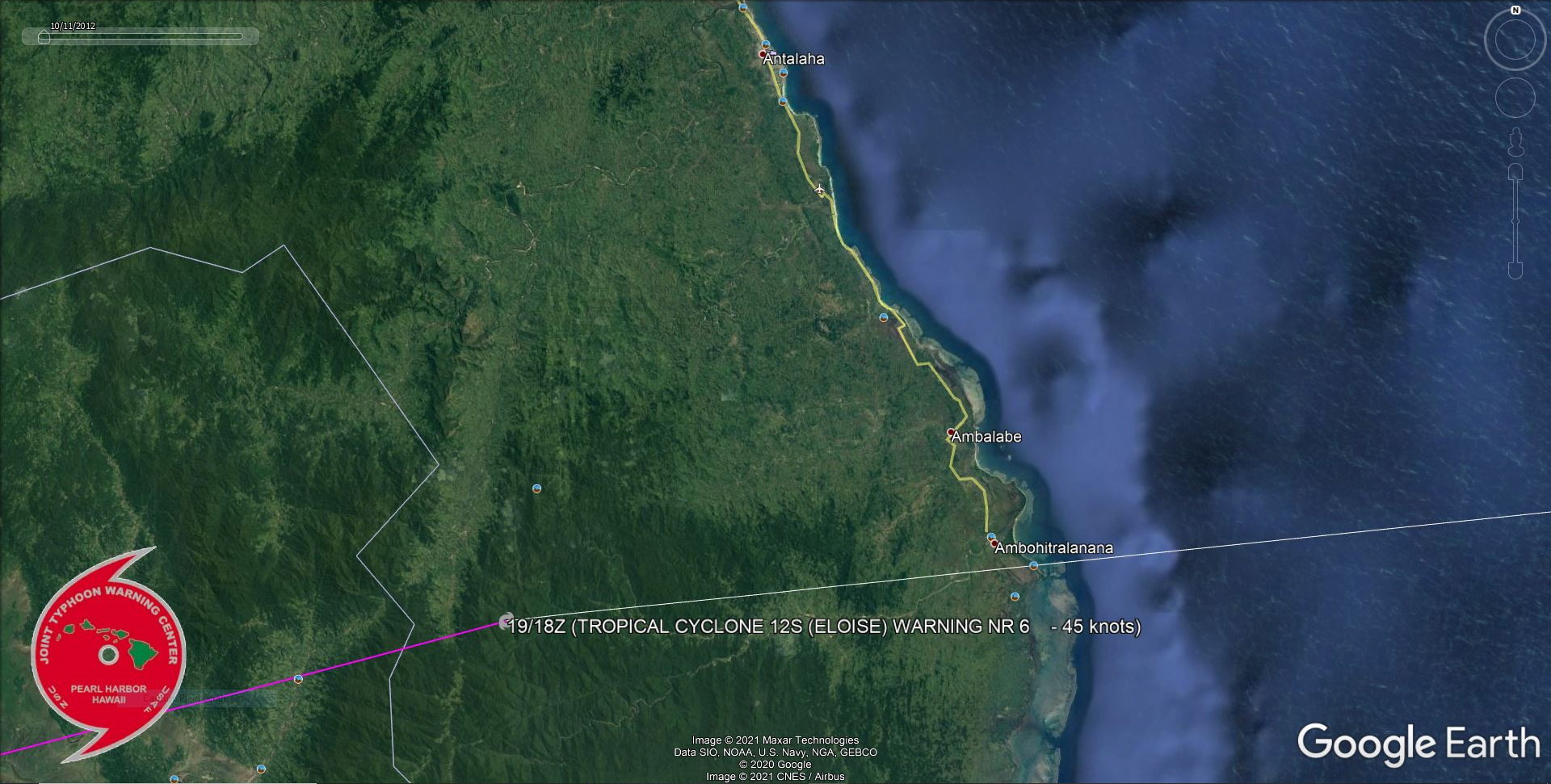 12S MADE LANDFALL JUST SOUTH OF ANTALAHA. 12S MADE LANDFALL JUST SOUTH OF ANTALAHA.