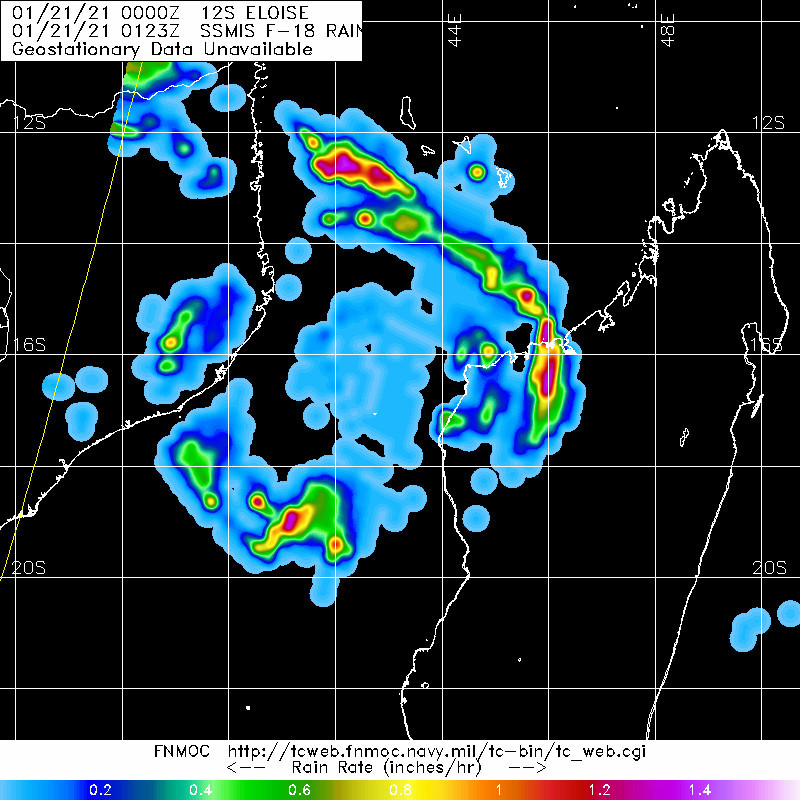 21/0123UTC. 12S(ELOISE).STRONG BAND WITH HEAVY RAIN AFFECTING WESTERN MADAGASCAR.