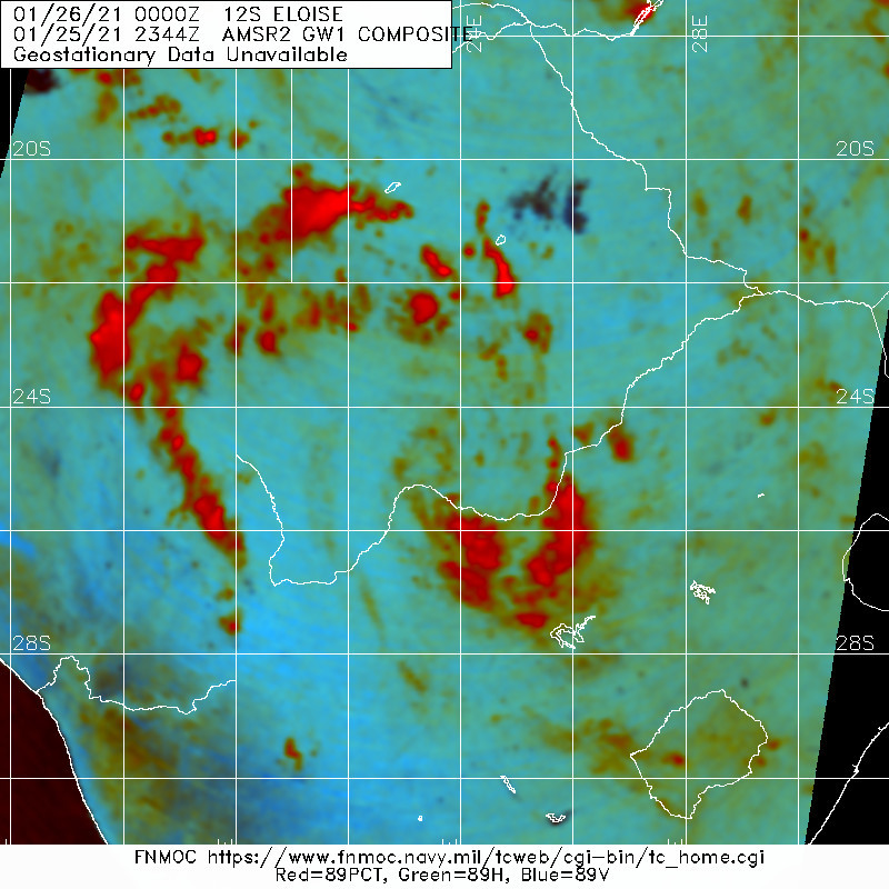 REMNANTS OF 12S(ELOISE). 25/2344UTC. THERE IS STILL A FAINT SATELLITE SIGNATURE OVER SOUTHERN AFRICA. REMNANTS OF 12S(ELOISE). 25/2344UTC. THERE IS STILL A FAINT SATELLITE SIGNATURE OVER SOUTHERN AFRICA.