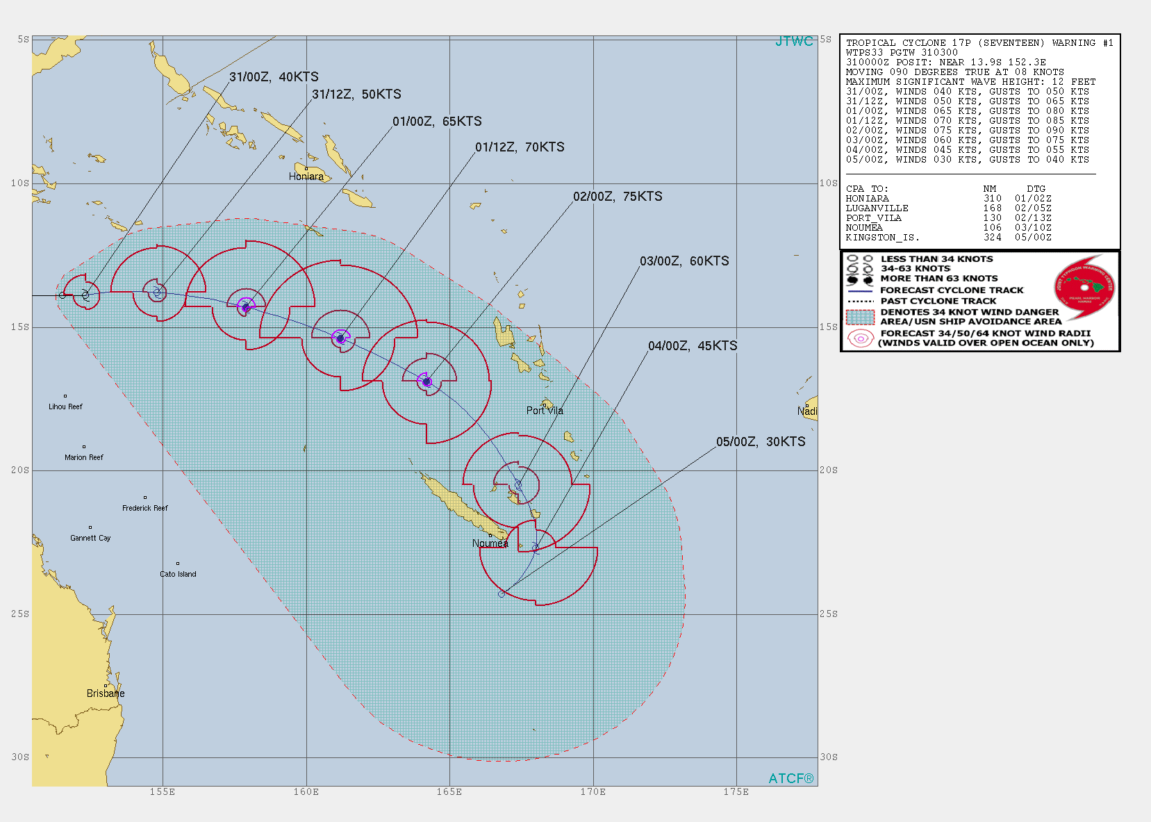 17P. WARNING 1 ISSUED AT 31/03UTC.