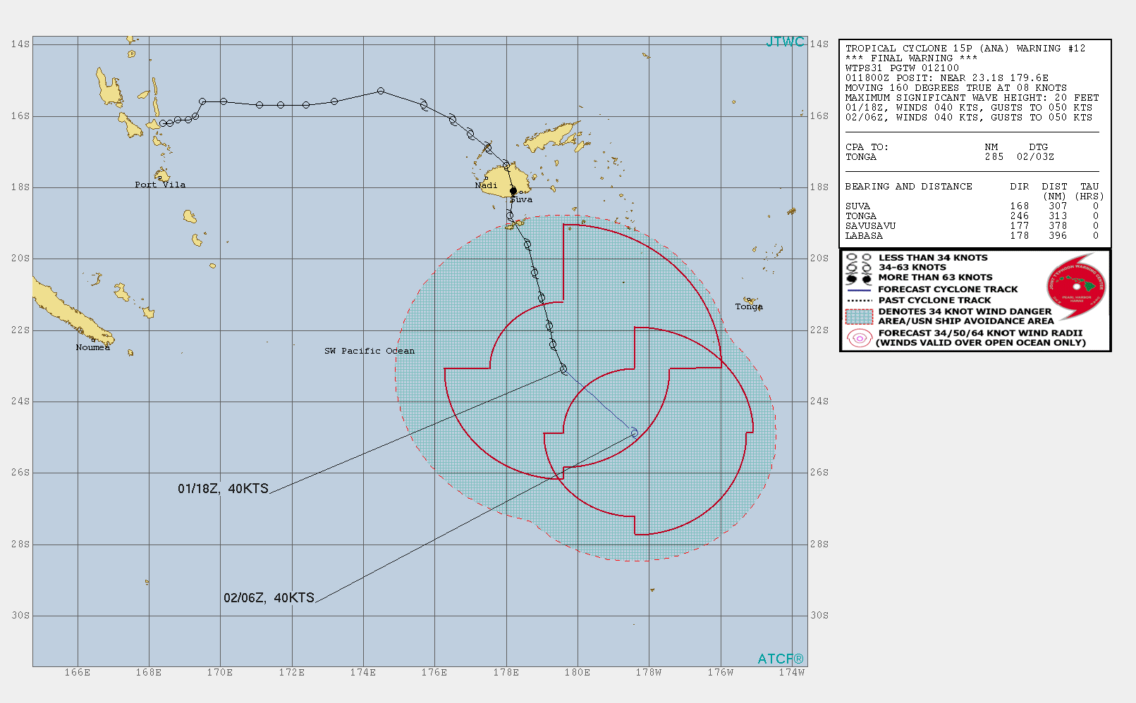 15P(ANA). WARNING 12/FINAL ISSUED AT 01/21UTC. PEAK INTENSITY WAS 65KNOTS: US/CATEGORY 1.