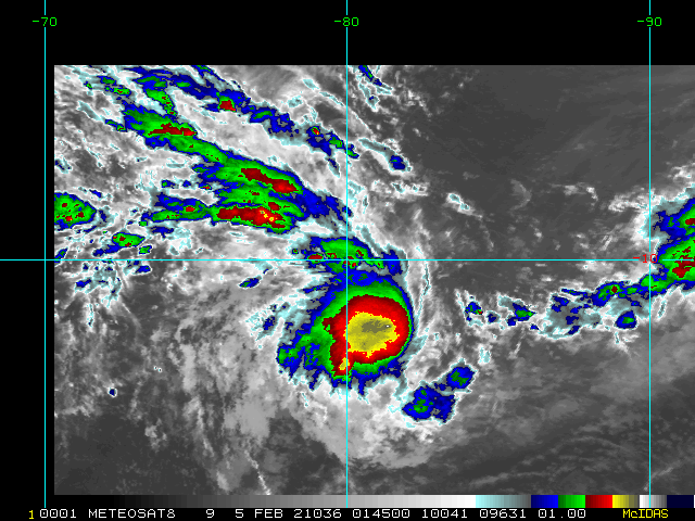 INVEST 90S. 05/0145UTC. CONSOLIDATING  LOW LEVEL CIRCULATION CENTER WITH FLARING CONVECTION ALOFT.