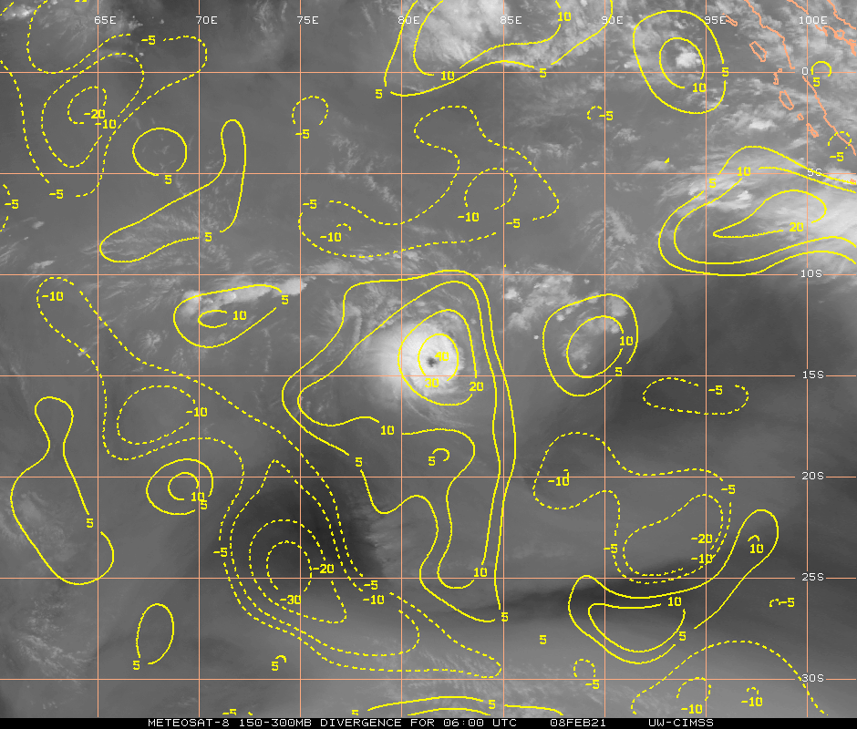 19S(FARAJI). LOSS OF  PREVIOUSLY ROBUST POLEWARD AND EQUATORWARD OUTFLOW.