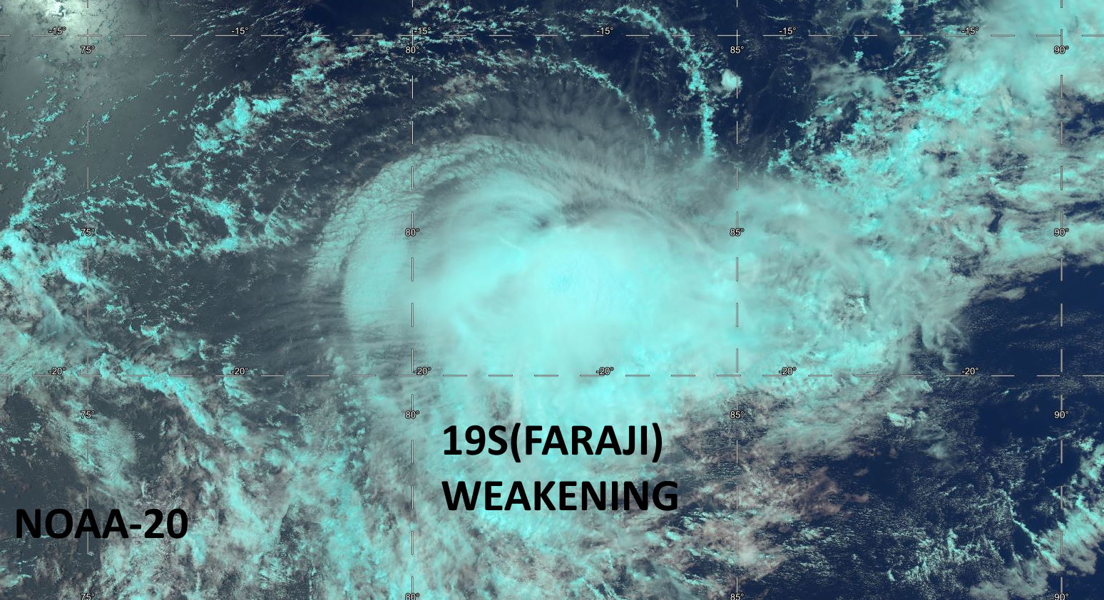 19S(FARAJI). 12/0804UTC. NOAA-20. RAPIDLY DETERIORATING SATELLITE SIGNATURE. 19S(FARAJI). 12/0804UTC. NOAA-20. RAPIDLY DETERIORATING SATELLITE SIGNATURE.