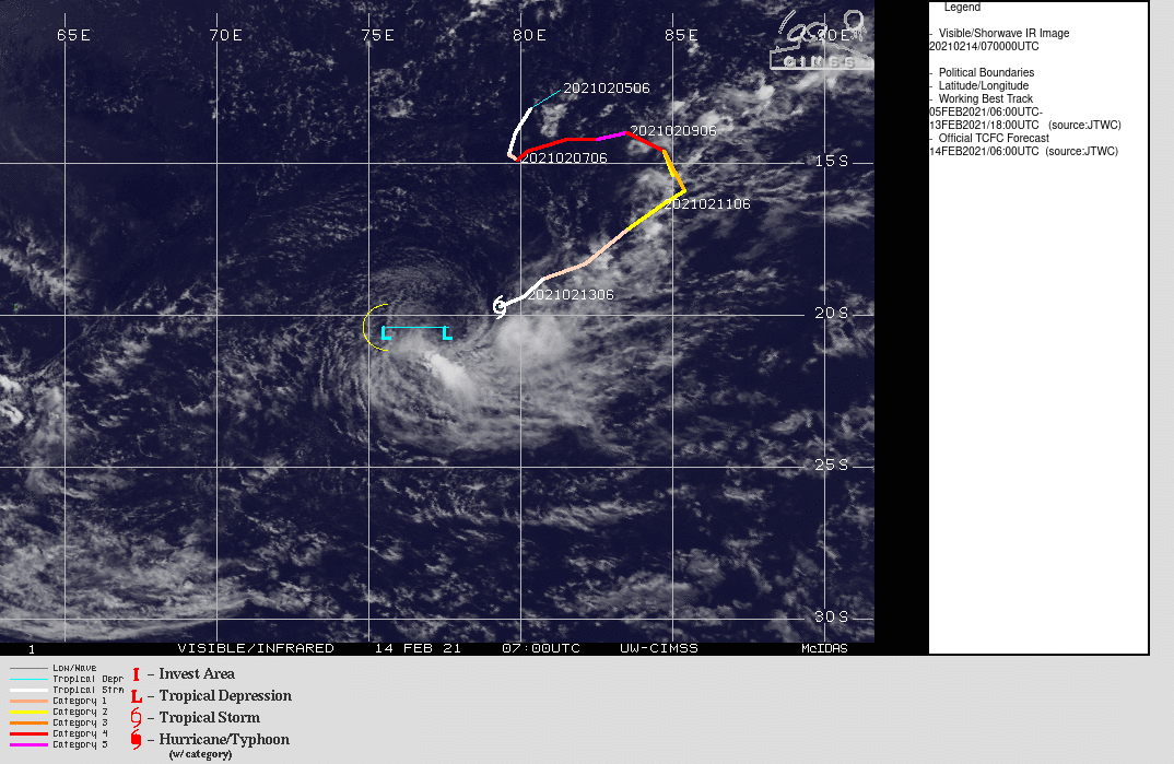 19S(FARAJI). WARNING 19/FINAL. CURRENT INTENSITY IS NOW BELOW WARNING CRITERIA DUE TO THE COMBINED EFFECTS OF DRY  AIR ENTRAINMENT, NORTHWESTERLY CONVERGENT FLOW ALOFT, AND PERSISTENT  MODERATE (15-20 KTS) WIND SHEAR, THE REMNANTS OF TC 19S WILL CONTINUE  TRACKING GENERALLY WESTWARD ALONG THE NORTHERN PERIPHERY OF THE LOW  TO MID-LEVEL SUBTROPICAL RIDGE LOCATED TO THE SOUTH BUT ARE NOT EXPECTED TO  REDEVELOP. THIS IS THE FINAL WARNING ON THIS SYSTEM BY THE JOINT  TYPHOON WRNCEN PEARL HARBOR HI. THE SYSTEM WILL BE CLOSELY MONITORED  FOR SIGNS OF REGENERATION.