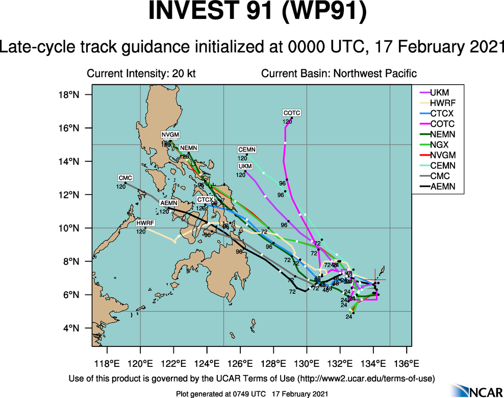 NUMERICAL MODELS ARE IN OVERALL GOOD AGREEMENT AND EVENLY  SPREAD OUT; HOWEVER, DUE TO THE UNCERTAINTY IN THE INITIAL STORM  MOTION OF THIS DEVELOPING CYCLONE, THERE IS LOW CONFIDENCE IN THE  FIRST JTWC TRACK FORECAST ON THIS SYSTEM.