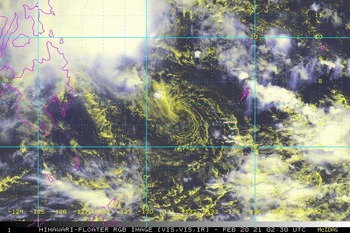 01W(DUJUAN). 20/0230UTC. FULLY EXPOSED LOW LEVEL CENTER AWAY FROM THE CONVECTION.