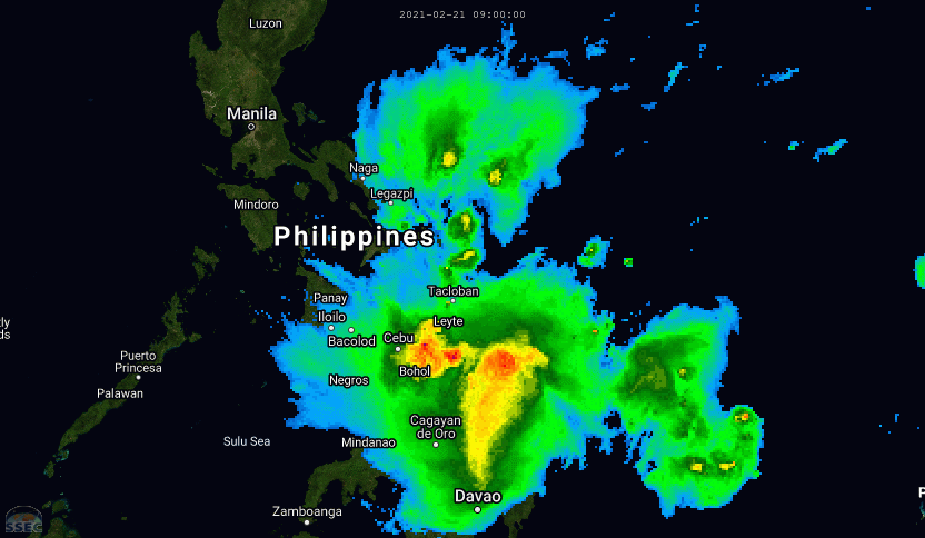 01W(DUJUAN). 21/14UTC. THE 5H ANIMATION SHOWS THE RAIN-BANDS TRACKING OVER LEYTE AND THE SURROUNDING AREAS. PH. CLICK TO ANIMATE IF NEEDED.