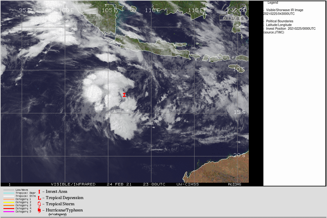 INVEST 98S. 25/0430UTC. THE POTENTIAL FOR THE DEVELOPMENT OF A  SIGNIFICANT TROPICAL CYCLONE(WINDS NEAR THE CENTER REACHING AT LEAST 35KNOTS) WITHIN THE NEXT 24 HOURS IS HIGH.CLICK TO ANIMATE IF NEEDED.