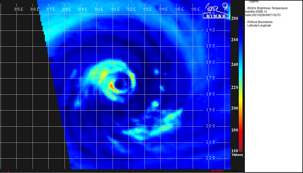 22S(MARIAN). 28/0957UTC. WELL DEPICTED MICROWAVE EYE. DATA ALSO ALSO SHOWED  THAT DEEP CONVECTION IS PRIMARILY LIMITED TO THE WESTERN HEMISPHERE  AND THAT THE EYE WALL IS NOT CLOSED ON THE EASTERN SIDE DUE TO LIGHT  BUT PERSISTENT EASTERLY VERTICAL WIND SHEAR. 22S(MARIAN). 28/0957UTC. WELL DEPICTED MICROWAVE EYE. DATA ALSO ALSO SHOWED  THAT DEEP CONVECTION IS PRIMARILY LIMITED TO THE WESTERN HEMISPHERE  AND THAT THE EYE WALL IS NOT CLOSED ON THE EASTERN SIDE DUE TO LIGHT  BUT PERSISTENT EASTERLY VERTICAL WIND SHEAR.