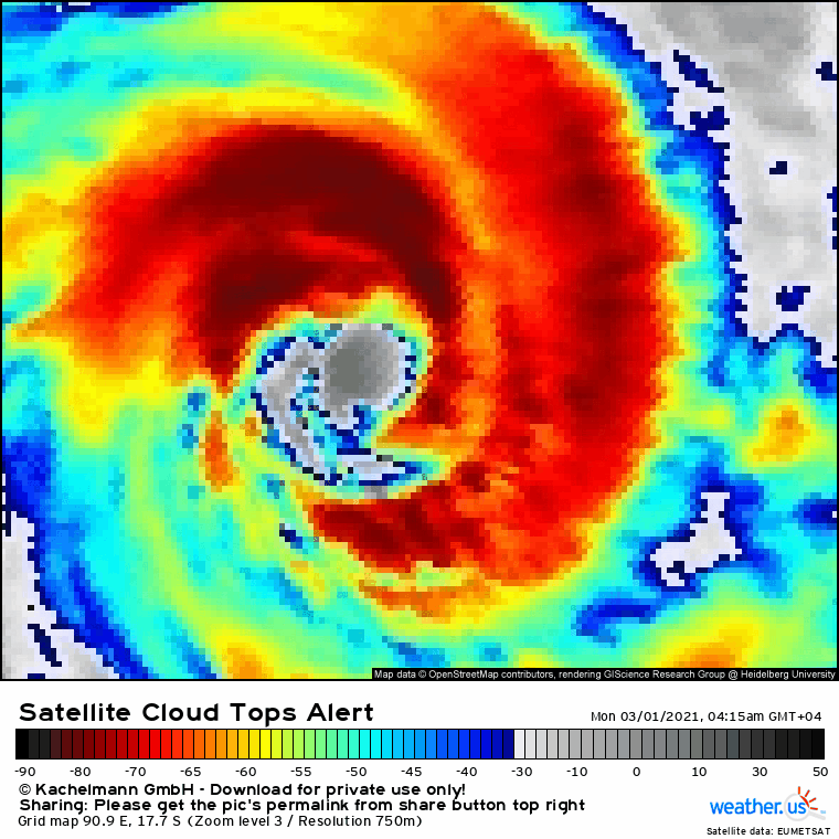 22S(MARIAN). 01/0245UTC. DUE TO THE EYEWALL REPLACEMENT CYCLE, ANIMATED ENHANCED INFRARED  SATELLITE IMAGERY INDICATES WEAKENING CONVECTIVE STRUCTURE WITH  WARMING CLOUD TOPS. HOWEVER, THE SYSTEM STILL RETAINS A 55KM ROUND  EYE, WHICH SUPPORTS THE INITIAL POSITION WITH HIGH CONFIDENCE. IF NEEDED CLICK ON THE IMAGERY TO ANIMATE IT. 22S(MARIAN). 01/0245UTC. DUE TO THE EYEWALL REPLACEMENT CYCLE, ANIMATED ENHANCED INFRARED  SATELLITE IMAGERY INDICATES WEAKENING CONVECTIVE STRUCTURE WITH  WARMING CLOUD TOPS. HOWEVER, THE SYSTEM STILL RETAINS A 55KM ROUND  EYE, WHICH SUPPORTS THE INITIAL POSITION WITH HIGH CONFIDENCE. IF NEEDED CLICK ON THE IMAGERY TO ANIMATE IT.