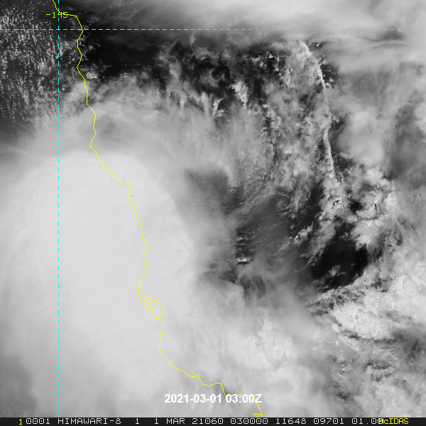 23P. 01/0310UTC. ANIMATED MULTISPECTRAL SATELLITE IMAGERY DEPICTS A PARTIALLY-EXPOSED, WELL-  DEFINED LOW-LEVEL CIRCULATION CENTER (LLCC) POSITIONED ALONG THE  EASTERN EDGE OF A LARGE CLUSTER OF PERSISTENT DEEP CONVECTION.  DESPITE MODERATE TO STRONG (20-25 KNOT) NORTHEASTERLY VERTICAL WIND  SHEAR, THERE IS GOOD EVIDENCE THAT THE SYSTEM HAS CONSOLIDATED  OVER THE PAST TWELVE HOURS: FIRST, A 282030Z MHS 89GHZ MICROWAVE  IMAGE REVEALS MULTIPLE SHALLOW BANDS WRAPPING TIGHTLY INTO A DEFINED  LLCC; SECOND, SURFACE OBSERVATIONS FROM LUCINDA AND HOLMES REEF  INDICATE PEAK SUSTAINED WINDS OF 35-40 KNOTS (1-MINUTE AVERAGE);  THIRD, FLINDER'S REEF REPORTED MINIMUM SLP OF 996MB, WHICH  CORRESPONDS TO A 35 KNOT SYSTEM, WITH A SIGNIFICANT 4-5MB 24-HOUR  SLP DECREASE.