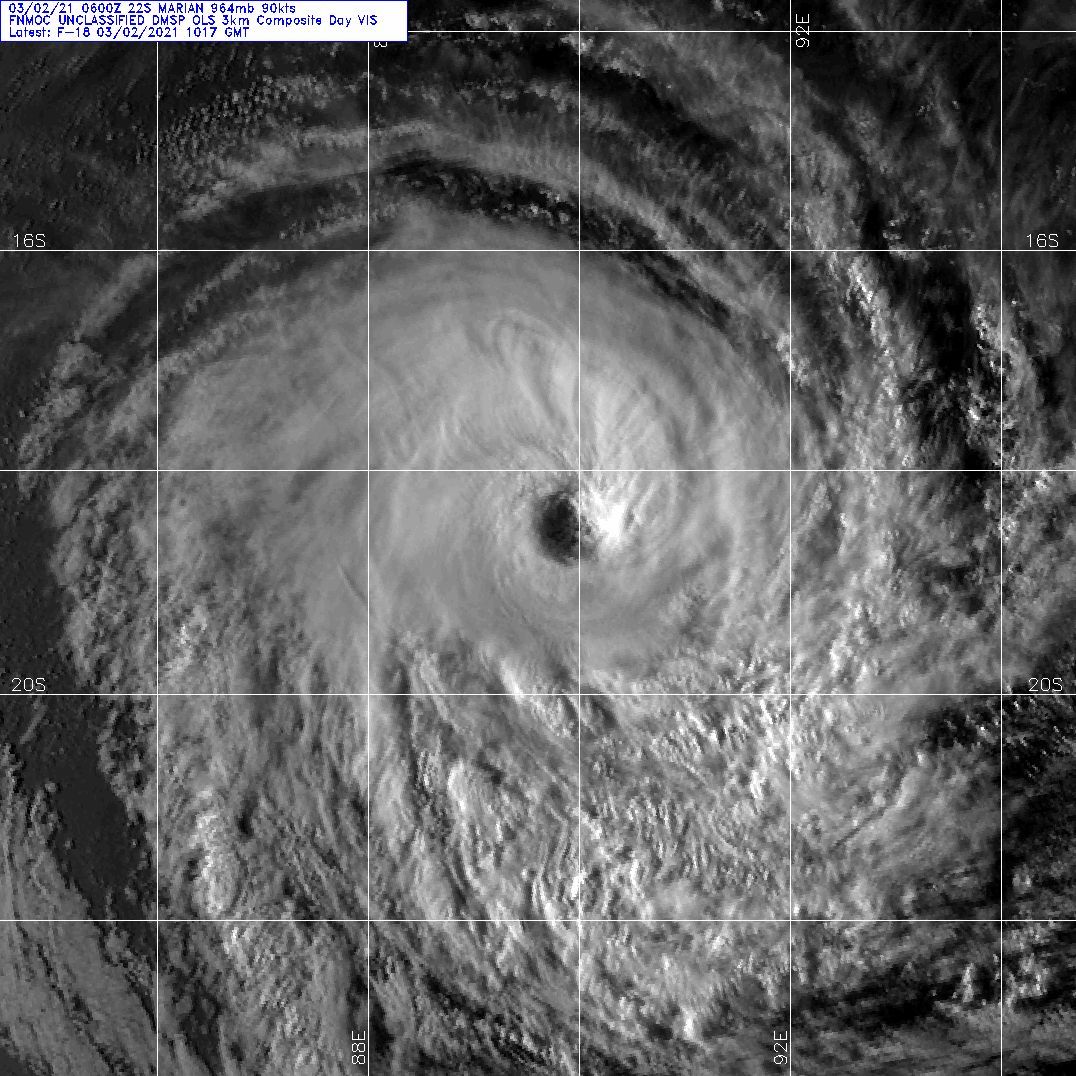 22S(MARIAN). 02/1017UTC. DMSP VISIBLE.