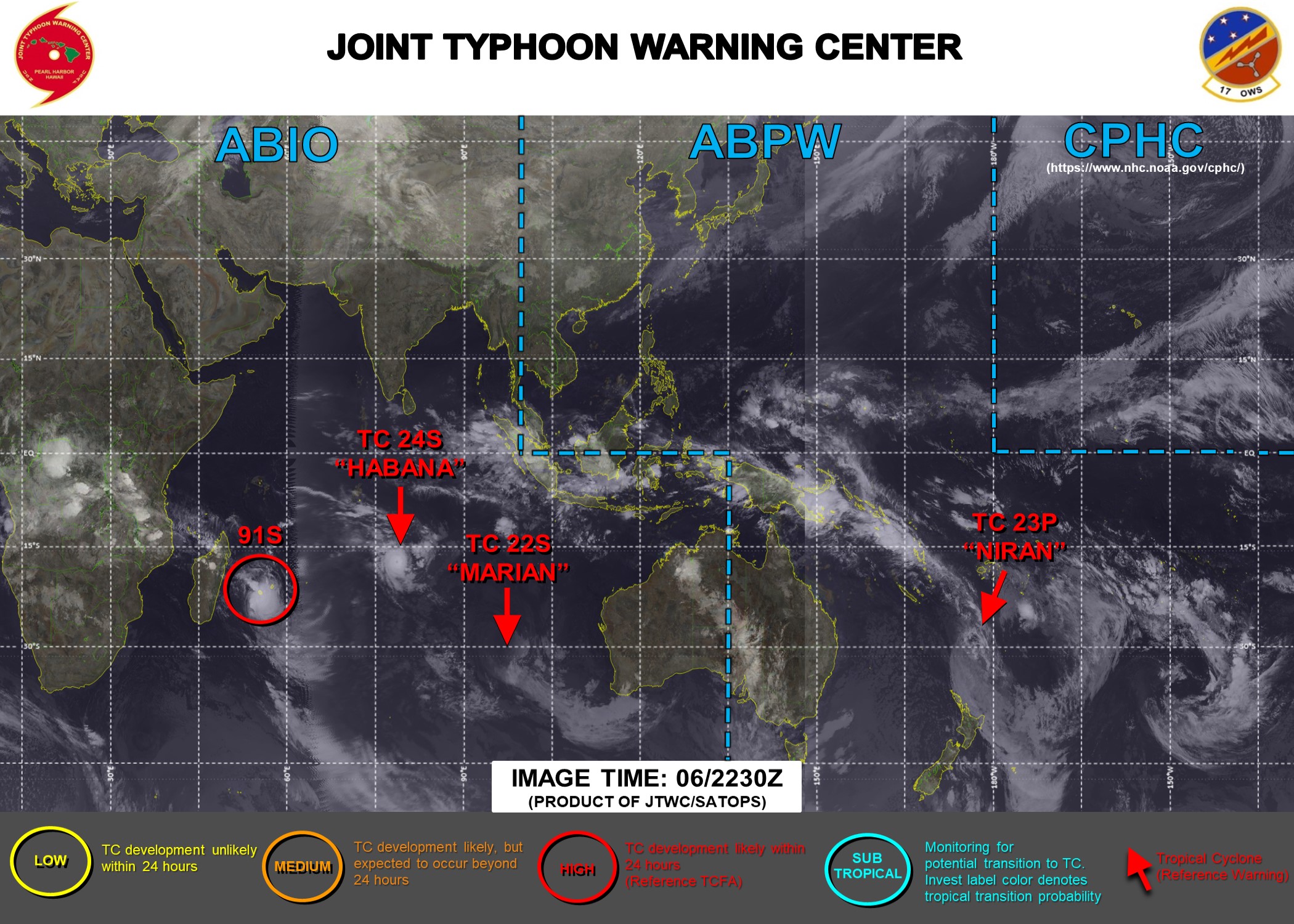 06/22UTC. INVEST 91S IS UP-GRADED TO HIGH.THE SYSTEM IS LIKELY TO DEVELOP 35KNOT WINDS NEAR THE CENTER WITHIN THE NEXT HOURS.