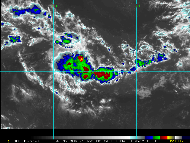 INVEST 98S. 26/0515UTC. ANIMATED  ENHANCED INFRARED (EIR) IMAGERY AND A 252136Z SSMIS 91GHZ SATELLITE  PARTIAL IMAGE DEPICT FORMATIVE, ALBEIT FRAGMENTED, BANDING WRAPPING  INTO A LOW LEVEL CIRCULATION CENTER THAT IS OBSCURED BY BUILDING  CONVECTION.